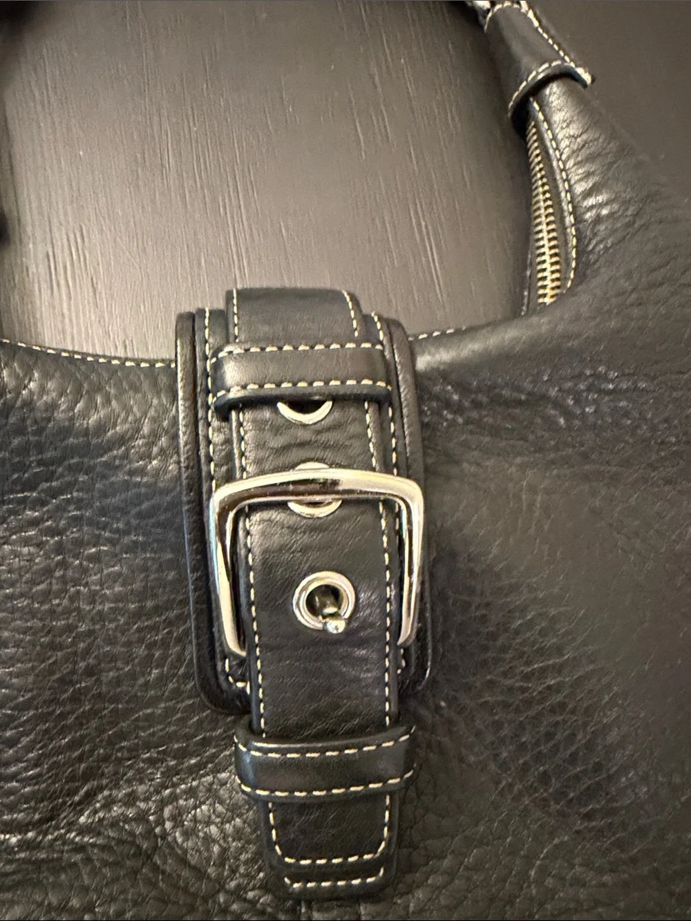 Coach Black Pebbled Leather Shoulder Hobo with Silver Hardware